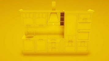 Gelbe moderne Küche. 3D-Darstellung foto