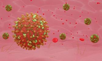 medizinische illustration der coronavirus-krankheit covid-19-infektion. Krankheitserreger respiratorische Influenza-Covid-Viruszellen. Neuer offizieller Name für die Coronavirus-Krankheit namens Covid-19. 3D-Rendering. foto