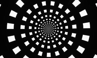 quadratisches Muster, weiß und schwarz, kariertes Muster, in der Mitte zu einem Kreis verdreht. Muster der optischen Täuschung ändern sich von Quadrat zu Kreis, verwenden als Hintergrund oder Tapete. foto