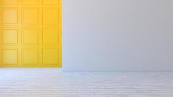 gelbe quadratische dekorative wandpaneele und weißes wandkonzept 3d-illustration foto