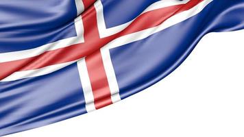 Island-Flagge isoliert auf weißem Hintergrund, 3D-Darstellung foto