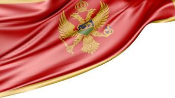 Montenegro-Flagge isoliert auf weißem Hintergrund, 3D-Darstellung foto