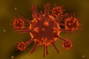 Mikroskop Virus Nahaufnahme Konzeptkunst. pathogene Viren, die eine Infektion im Wirtsorganismus verursachen, Ausbruch einer Viruserkrankung, Viren, die rote Blutkörperchen angreifen, 3D-Rendering foto