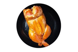 hühnerfleisch gebacken gebraten festlich tisch geräuchertes ganzes geflügelfleisch foto