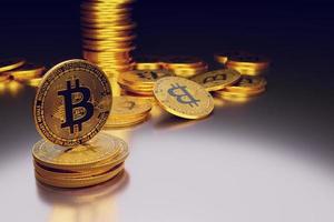 goldenes bitcoin auf dunklem hintergrund foto