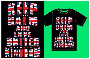 bleib ruhig und liebe vereinigtes königreich. Großbritannien-Flaggen-T-Shirt-Design foto