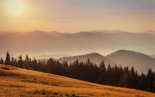 Nebel über den Bergen. Karpaten. Ukraine. Europa foto