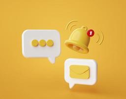 chat-blasen oder sprechblasen-benachrichtigungssymbol website ui auf gelbem hintergrund 3d-rendering-illustration foto