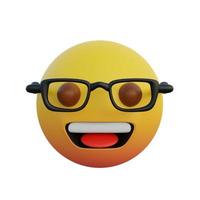 3D-Illustration Lachendes Gesicht Emoticon mit klarer Brille foto