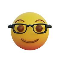 3D-Illustration Süßer lächelnder Ausdruck Emoticon beim Tragen einer klaren Brille foto