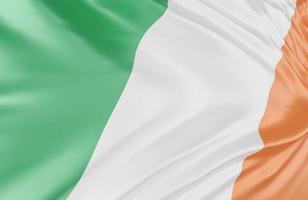 schöne irland-flaggenwelle nah oben auf fahnenhintergrund mit kopierraum.,3d-modell und illustration. foto