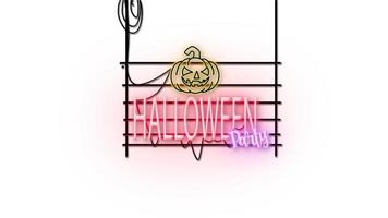 halloween-zeichenemblem im neonstil auf weißem hintergrund foto