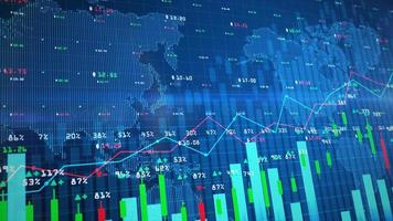 digitales Börsendiagramm oder Devisenhandelsdiagramm und Kerzendiagramm, das für Finanzinvestitionen geeignet ist. finanzinvestitionstrends für das geschäftshintergrundkonzept. foto