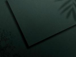 leeres fotorealistisches quadratisches broschürenmodell auf helltürkisem hintergrund. schattenmodell. Schatten überlagern Effekte eines Blattes in einem modernen minimalistischen Stil. für Präsentationsflyer, Poster, Blanko, Logo foto