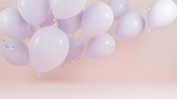 rosa luftballons, die in rosa pastellhintergrund schweben. geburtstagsfeier und neujahrskonzept. 3D-Modell und Abbildung. foto