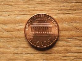 1-Cent-Münze, Rückseite zeigt Lincoln Memorial, Währung von foto