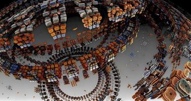 Raumschiff abstrakte computererzeugte fraktale Gestaltung. 3D-Darstellung eines wunderschönen unendlichen mathematischen Mandelbrot-Set-Fraktals. foto
