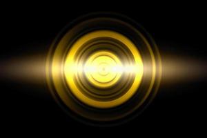 schallwellen oszillieren goldenes licht mit kreisdrehung, abstrakter hintergrund foto