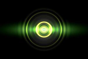 abstrakter glühender grüner lichteffekt des kreises mit schallwellen, die hintergrund oszillieren foto