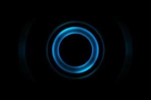 abstrakter leuchtender blauer Lichteffekt des Kreises auf schwarzem Hintergrund foto