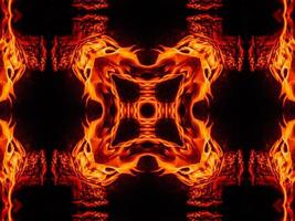 einzigartiger abstrakter hintergrund. orangefarbenes Flammen-Kaleidoskopmuster. kostenloses Foto