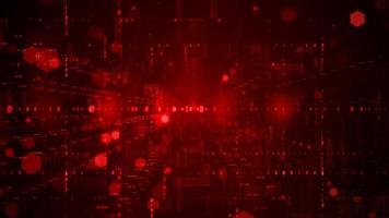 digitaler cyberspace mit partikeln und digitalem datennetzverbindungskonzept auf rotem hintergrund foto