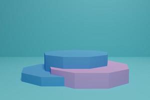 3D-Rendering einer blauen und violetten Bühne foto