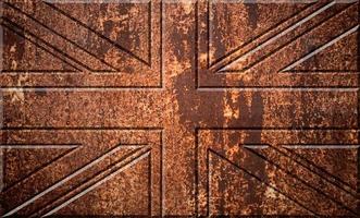 britische flagge des vereinigten königreichs auf dem metallrosthintergrund foto