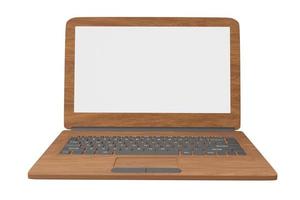 Laptop aus Holz isoliert foto