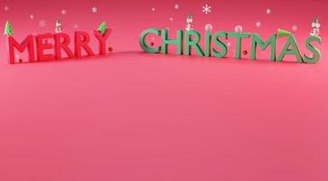 3d-rendering weihnachtsbanner zeichen pop-up und weihnachtsstütze auf dem text foto