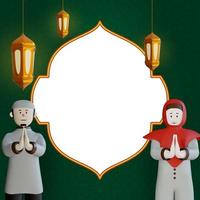 islamischer hintergrund mit textraum, muslimischem charakter, goldener laterne. 3D-Rendering foto
