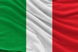 Stoff gewellte Textur Nationalflagge von Italien. foto
