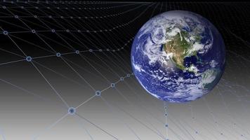 3D-Blockchain-Stadtbild, Konzeptstadtnetzwerk, Erdbild, bereitgestellt von der nasa.Elements dieses Bildes, bereitgestellt von der nasa foto