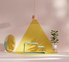 abstraktes minimales modernes plattformpodium mit pflanzenproduktpräsentation und schaufensterhintergrund 3d-rendering foto