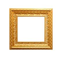 goldener antiker Rahmen lokalisiert auf weißem Hintergrund foto
