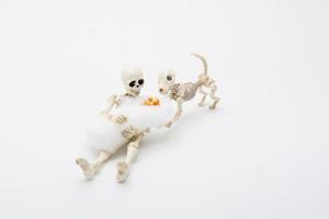 Skelettmutter mit ihren Kindern und einem Skeletthund foto