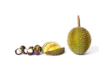 Durian und Mangostan als König und Königin der Früchte in Thailand foto