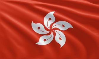 Nahaufnahme der wehenden Flagge von Hongkong foto