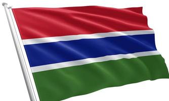 Nahaufnahme der wehenden Flagge von Gambia foto