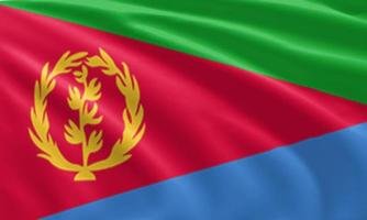 Nahaufnahme der wehenden Flagge von Eritrea foto