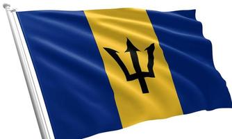 Nahaufnahme der wehenden Flagge von Barbados foto