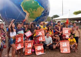 brasilia, df, brasilien-13. april 2022 indigene indianer aus ganz brasilien versammeln sich in brasilia zum jährlichen kostenlosen landlager oder acampamento terra livre. foto