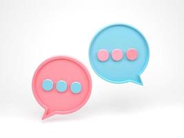3D-Rendering, 3D-Darstellung. Sprechblase sprechen. Chat-Piktogramm oder Symbol für Diskussionskommentare auf weißem Hintergrund. Messenger- oder Online-Support-Konzept.