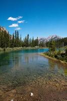 Stilles Wasser mit Bergblick foto