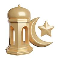 Ramadan-Kalender mit Mond- und Sternlaternendekoration 3D-Symbol Foto hoher Qualität