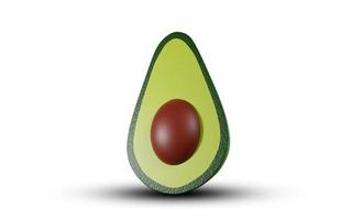 Avocado-Illustration 3D-Design auf weißem Hintergrund foto