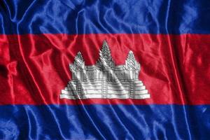 kambodschanische stoffflagge satinfahne winkende stoffbeschaffenheit der flagge foto