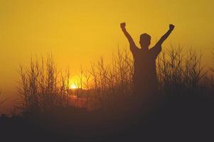 Silies Silhouetten zeigen Freude. und erfolgreiche Silhouettenkonzepte foto