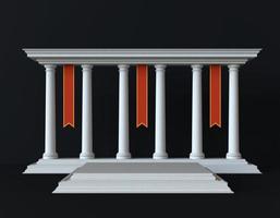 3D-Hintergrund der griechischen oder römischen Innenszene mit Sockel. bühne, um kosmetische produkte 3d-renderings zu zeigen foto