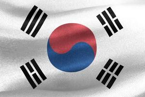 3D-Darstellung einer Südkorea-Flagge - realistische wehende Stoffflagge foto